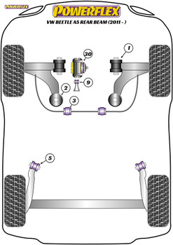 Powerflex Front Wishbone Rear Bushes, Caster Adjustable - Beetle A5 Rear Beam (2011 - ON) - PFF3-902G