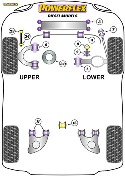 Powerflex Front Spring Upper Isolator - T25/T3 Type 2 (1979 - 1992) Diesel Models - PFF85-1030