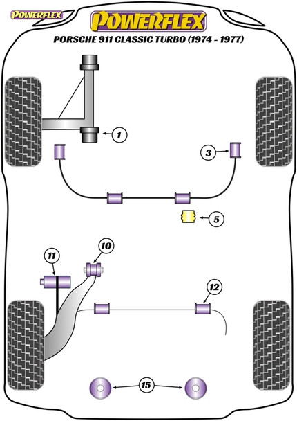 Powerflex Heritage Rear Shock Upper Mounting Bushes - 911 Classic (1974-1977) Turbo - PFR57-413H