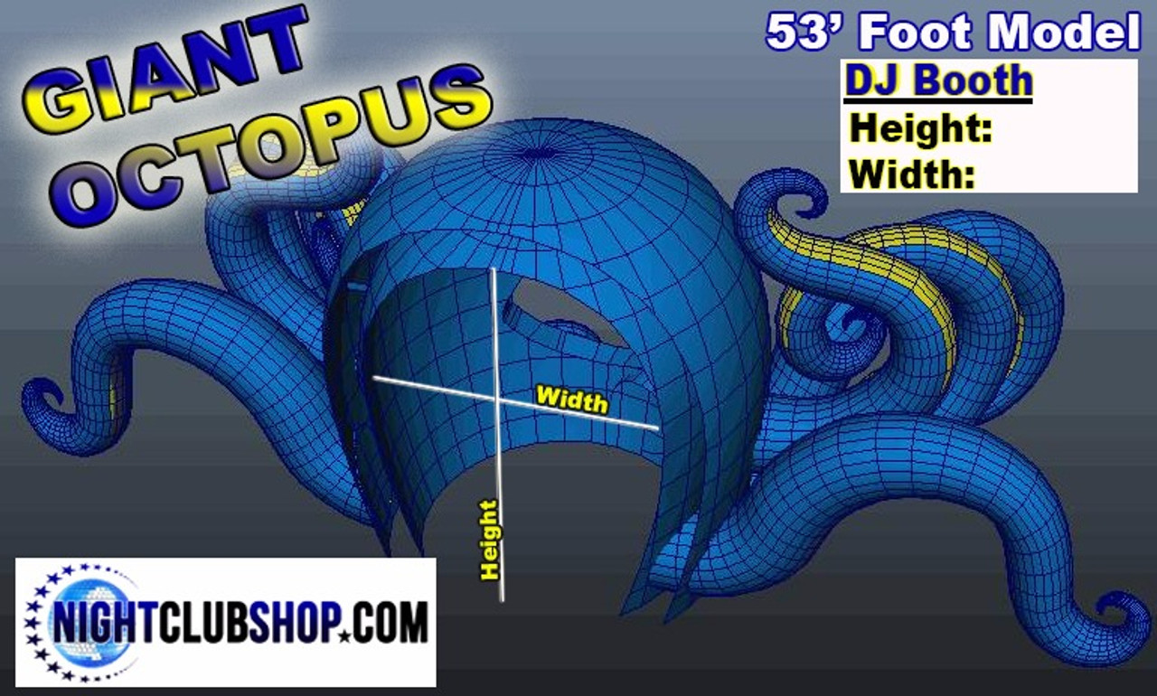 53',33' foot, cabin, festival, djbooth,LED, inflatable,giant,octopus,blow up,stage , prop, dj,booth