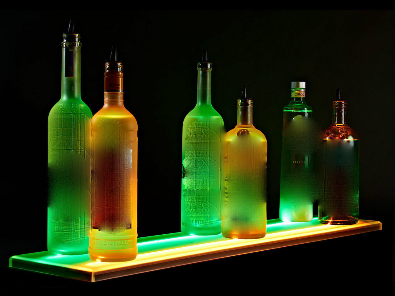 LED LIQUOR SHELF Flat Panel Glorifier - DOUBLE WIDE - Dual Width Modular Bar Display