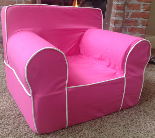 Ugly-Where Chair Slipcover - Oversized - Free Personalization - Hot Pink, White Piping