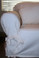 Tie arm slipcover in cream twill.