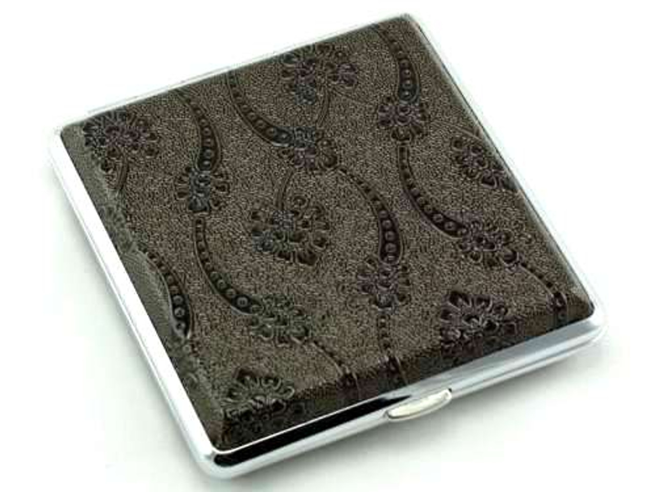 Dark Brown Floral Cigarette Case