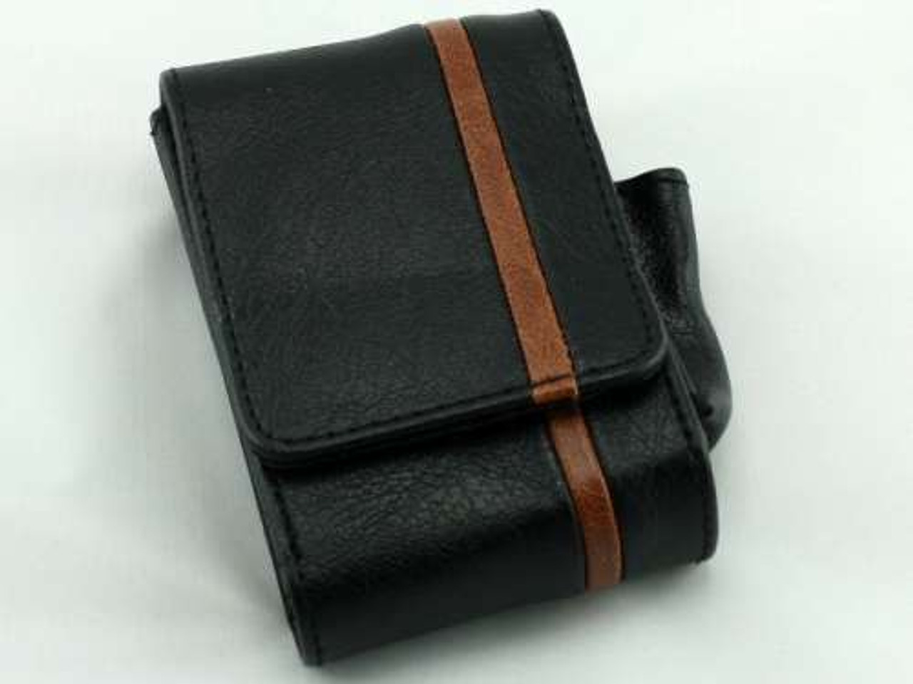 Black Striped Leather Cigarette Pack Holder