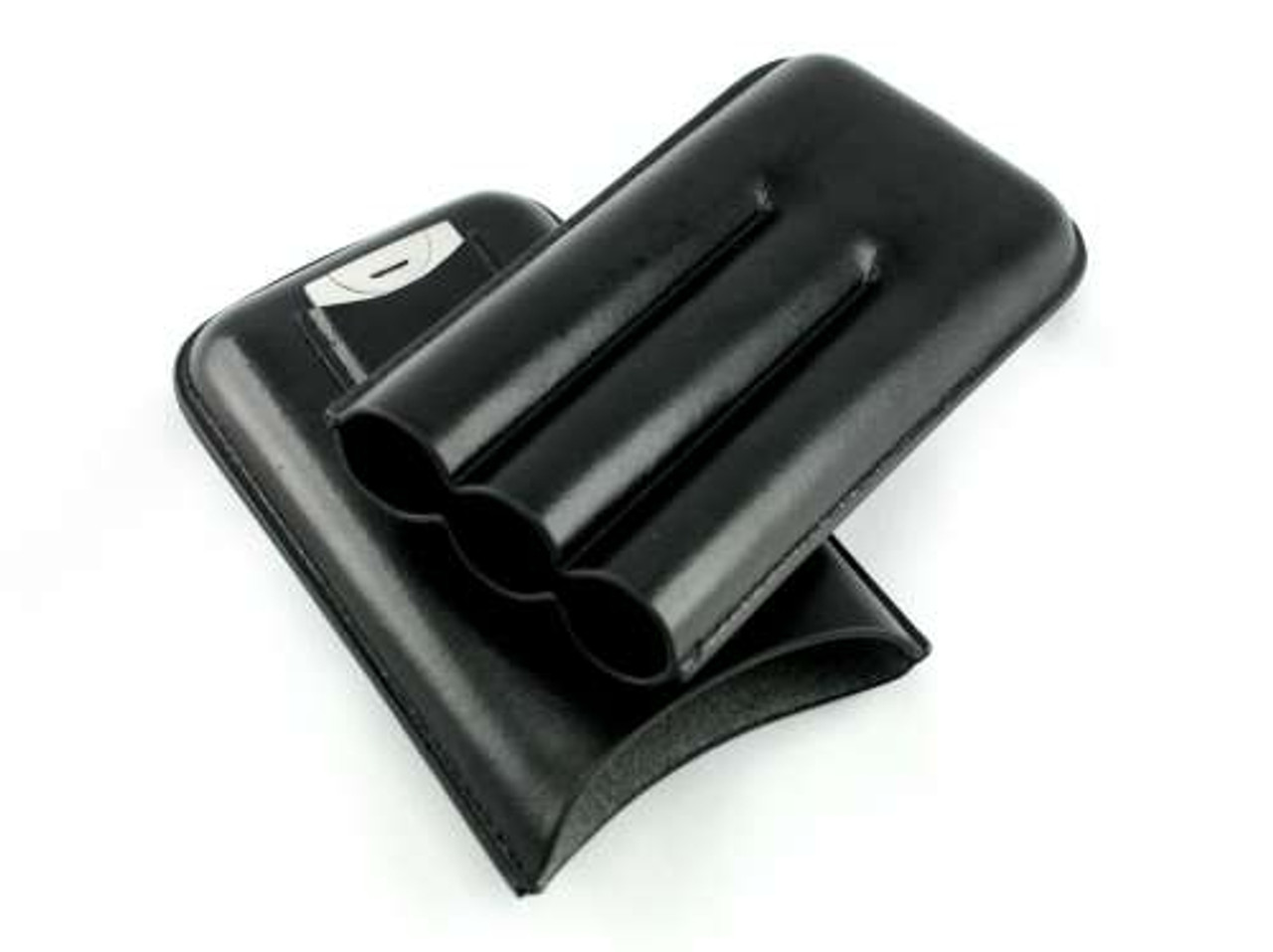 Prestige Black Leather 3-Finger Cigar Case