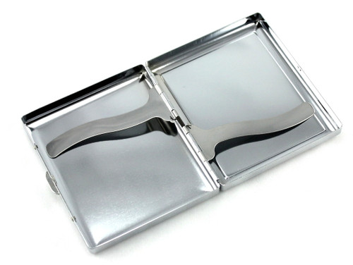 Silver Metal-Plated Compact Cigarette Case & Stash Box (7X King Size  Cigarettes) 