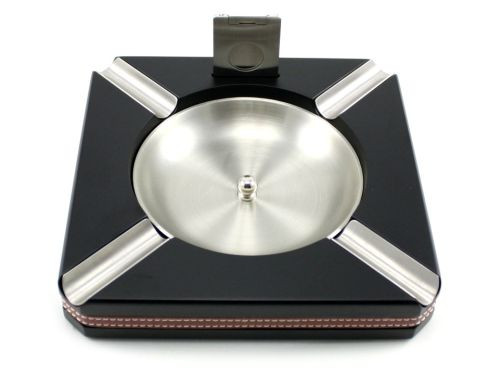 Black Cameron Cigar Ashtray with Cutter