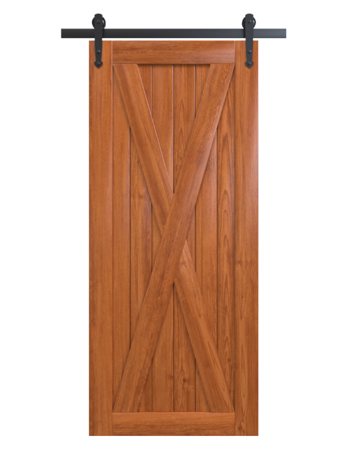 stained wood full x panel classic barn door