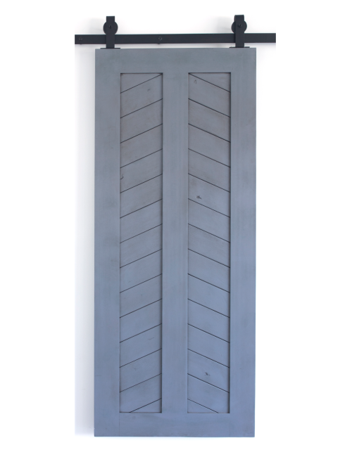 Chevron Sliding Barn Door White Shanty