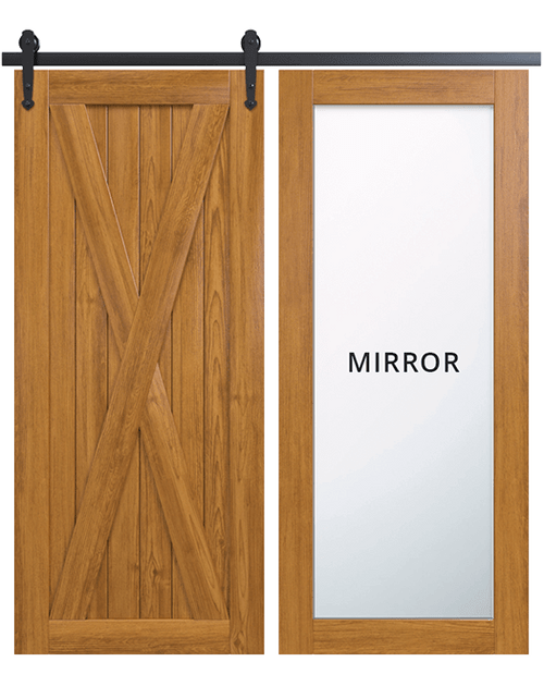 full x panel double sided mirror barn door
