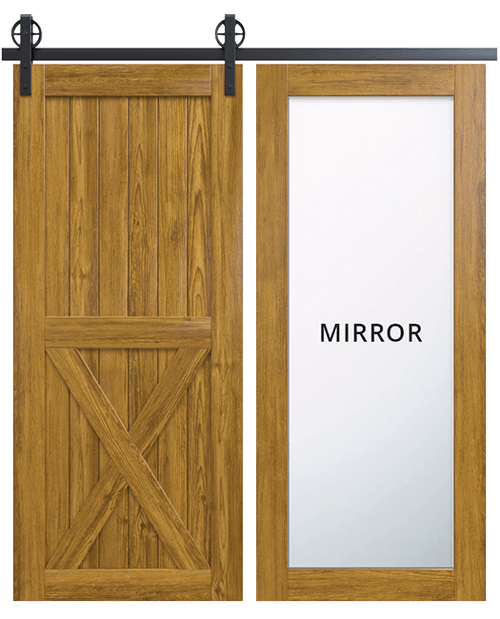 half x panel mirror barn door