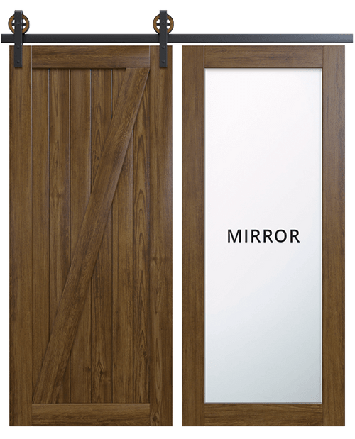 dark walnut stained full z panel mirror door