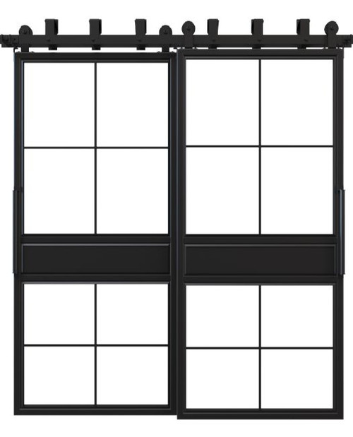 two panel square frame metal bypass barn doors