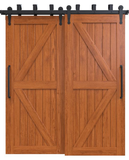 stained stable style bypass french barn doors