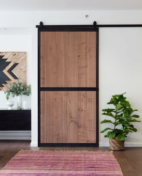 The Jennie Metal Frame Wood Panel Custom Sliding Barn Door