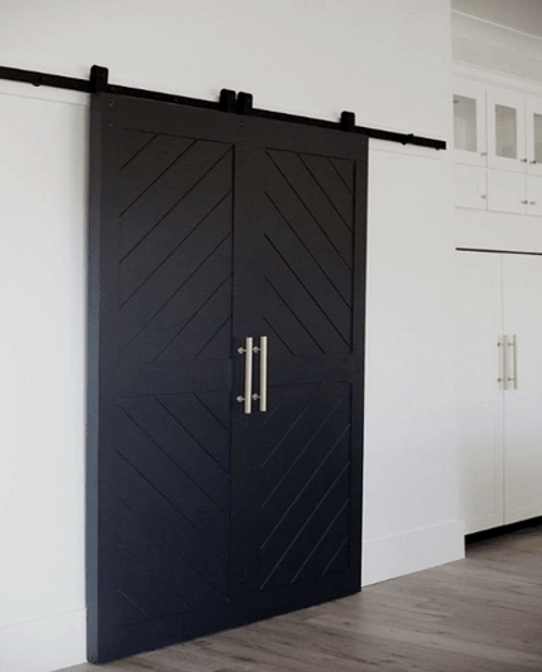 The Audrey Two Panel Angle Etched Custom Double Barn Door