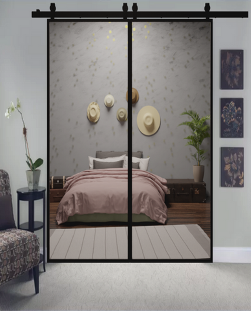 The Fillmore Custom Metal Framed Mirror Double Sliding Barn Door