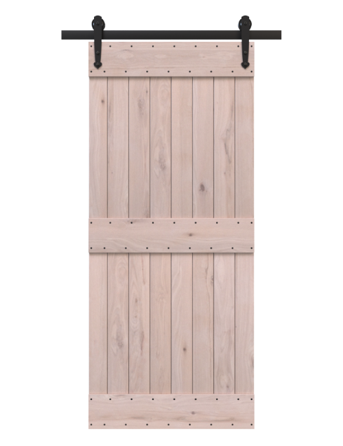 unfinished wood two panel rustic barn door