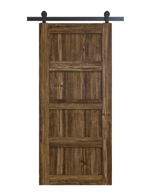 stained wood 4 panel shaker barn door