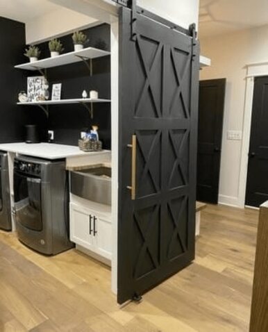 The Harper Custom Sliding Barn Door - Lifestyle Laundry Room