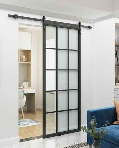 Fully Custom Window Pane Sliding Metal Barn Door