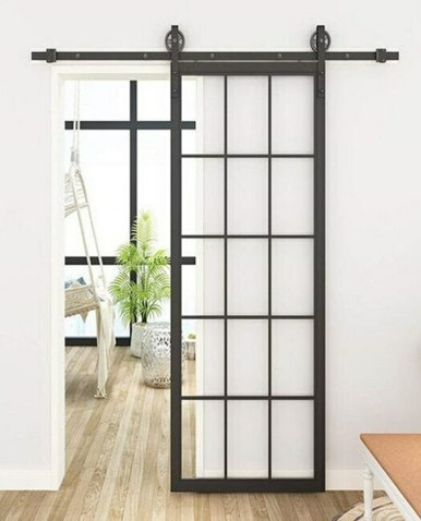 Fully Custom Window Pane Sliding Metal Barn Door