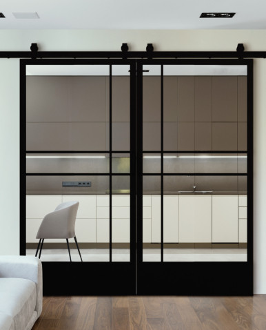 Contemporary French Double Sliding Barn Door