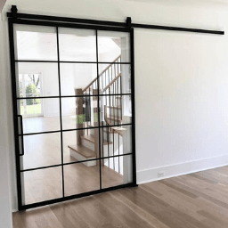 Custom large Size Metal Glass Sliding Barn Door