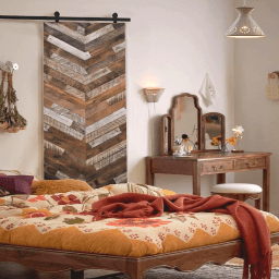 Franklin Reclaimed Wood Barn Door In Gray Lifestyle Bedroom