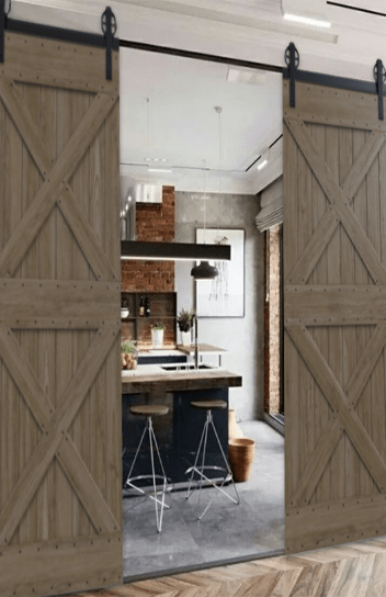 Newport Custom Double Sliding Barn Door  352X544