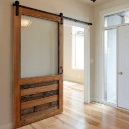 The William Custom Reclaimed Wood With Window Barn Door 256X256