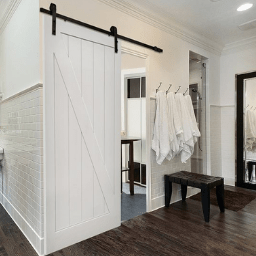 White Wood Bathroom Barn Door