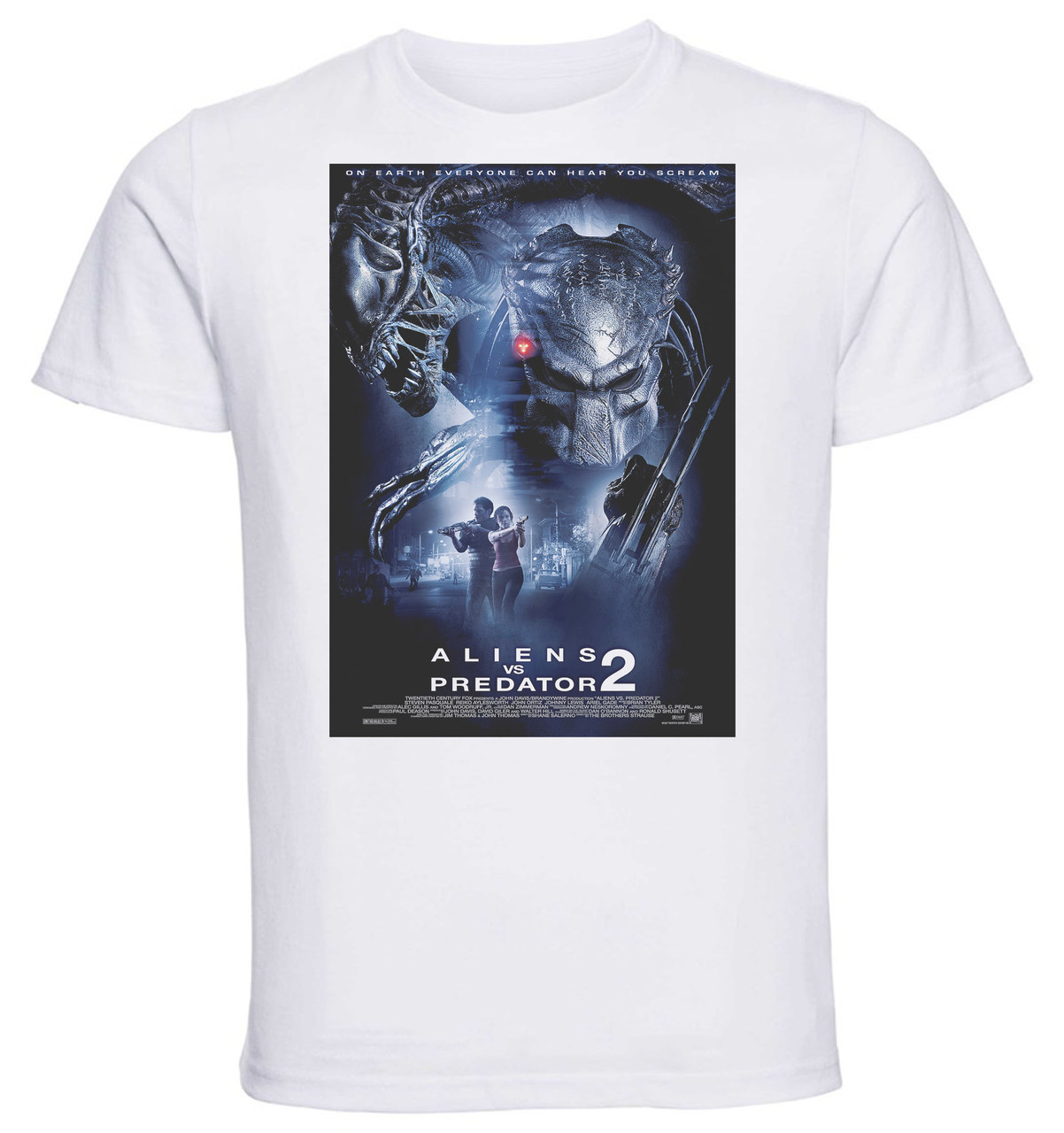 T-shirt Unisex - White - Playbill Film - Alien Vs Predatorii 