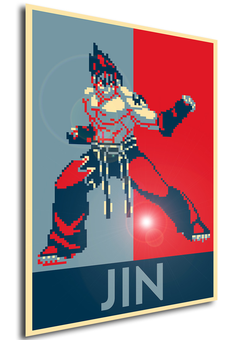 Poster - Propaganda - Pixel Art - Tekken - Jin Kazama - Propaganda