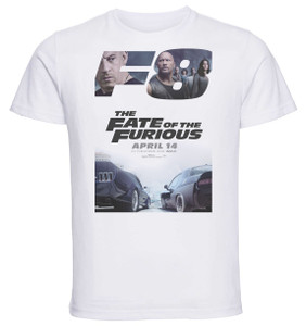 T-shirt Unisex - White - Playbill Film - Fast Furious 8