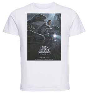 T-shirt Unisex - White - Playbill Film - Jurassic Park 4 - Jurassic World T-shirt Unisex - White - Playbill Film - Jurassic Park 4 - Jurassic World