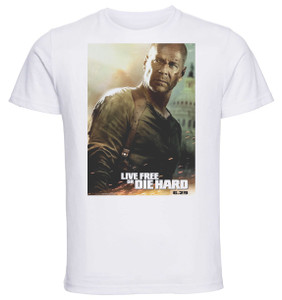 T-shirt Unisex - White - Playbill Film - Live Free Or Die Hard T-shirt Unisex - White - Playbill Film - Live Free Or Die Hard