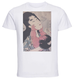 T-shirt Unisex - White - Ukiyo-e - Utamaro - Mother And Child - 13 T-shirt Unisex - White - Ukiyo-e - Utamaro - Mother And Child - 13