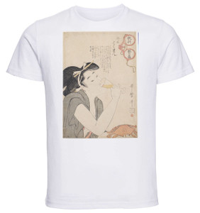 T-shirt Unisex - White - Ukiyo-e - Utamaro - Woman Drinking Wine - 10 T-shirt Unisex - White - Ukiyo-e - Utamaro - Woman Drinking Wine - 10