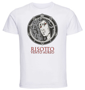 T-Shirt Unisex - Maglia Bianca - Jojo's Bizarre Adventure - Vento Aureo - Risotto Nero T-Shirt Unisex - Maglia Bianca - Jojo's Bizarre Adventure - Vento Aureo - Risotto Nero