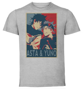 T-Shirt Unisex - Grey - Propaganda - Black Clover - Asta e Yuno