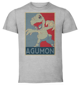 T-Shirt Unisex - Grey - Propaganda - Digimon - Agumon T-Shirt Unisex - Grey - Propaganda - Digimon - Agumon