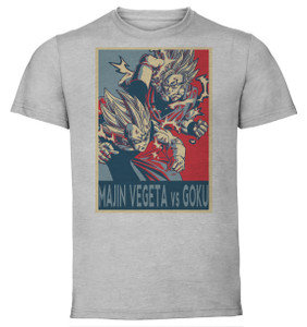 T-Shirt Unisex - Grey - Propaganda - Dragon Ball - Majin Vegeta vs Goku T-Shirt Unisex - Grey - Propaganda - Dragon Ball - Majin Vegeta vs Goku