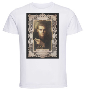 T-Shirt Unisex - White - Playbill - TV Series - The Vampire Diaries - Portrait Stefan Salvatore T-Shirt Unisex - White - Playbill - TV Series - The Vampire Diaries - Portrait Stefan Salvatore