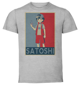 T-Shirt Unisex - Grey - Propaganda - Pokemon - Satoshi T-Shirt Unisex - Grey - Propaganda - Pokemon - Satoshi