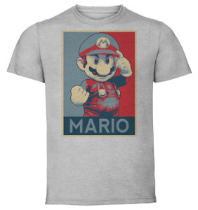 T-Shirt Unisex - Grey - Propaganda - Smash Bros - Mario variant 2