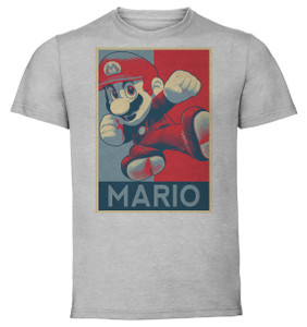 T-Shirt Unisex - Grey - Propaganda - Smash Bros - Mario variant 3