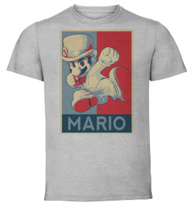 T-Shirt Unisex - Grey - Propaganda - Smash Bros - Mario variant 5