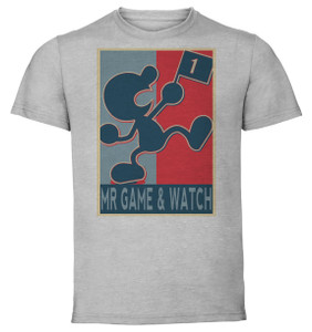 T-Shirt Unisex - Grey - Propaganda - Smash Bros - Mr Game & Watch variant 2 T-Shirt Unisex - Grey - Propaganda - Smash Bros - Mr Game & Watch variant 2